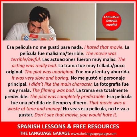 Spanish vocabulary for talking about films that you don't like. Image of a man looking at a screen with a bored expression