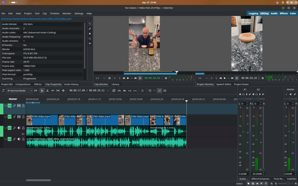 A screenshot of the non-linear editing application.