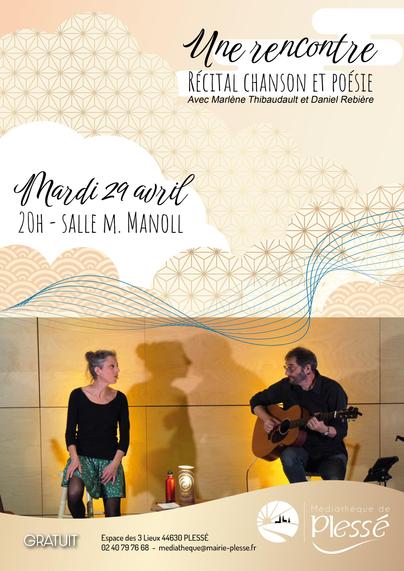 Affiche pour le récital Une rencontre à Plessé le 29 avril