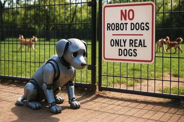 'A robotic dog stopped at a Park Gate; Predicts the AI ruin of the State' ~ William Blake (Auguries of Innocence) #robotics #dogs #aiwars 