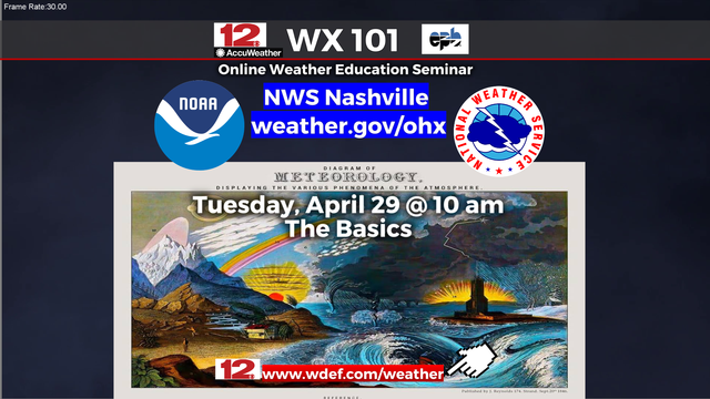 Next topic from @NWSNashville #Weather101 #weatherseminar: #WeatherBasics . Webinar begins at 10AM CDT Tuesday, 4.29.25 

More information and registration: https://www.weather.gov/ohx/weather101