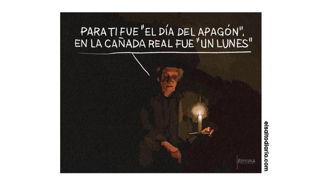 Una mujer mayor alumbrada por una vela dice: Para ti fue el día del apagón, en la Cañada Real fue un lunes.