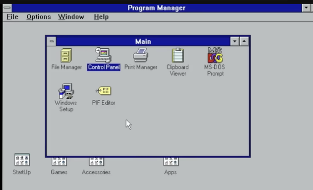 Windows 3.11 blue title bar