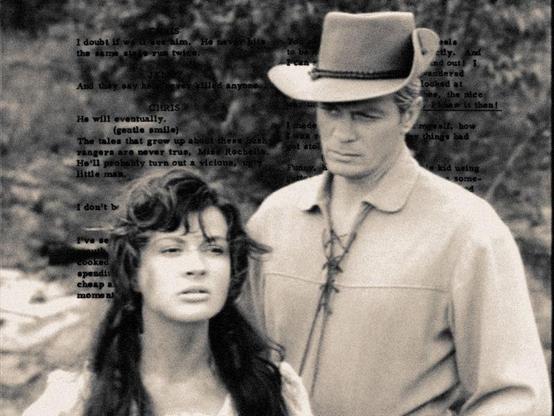 Jennifer Jayne as Genevieve Rochelle and Peter Graves as Christopher Cobb in WHIPLASH episode "The Actress." 
