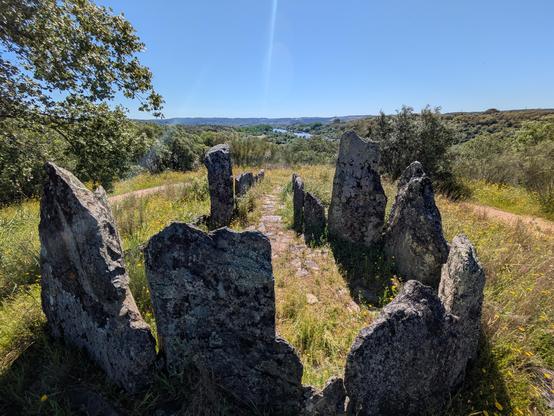 A prehistoric megalithic structure on a hill overlooking the River Tejo