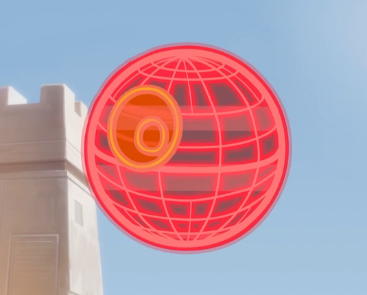 Red hologram of death start