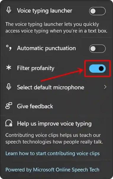 ​Windows 11 now lets you disable the voice typing profanity filter—no more asterisks censoring your words. Press Win+H, click the gear icon, and toggle "Filter profanity" off. Available in Insider builds 26120.3941 and 26200.5570. #Windows11 #VoiceTyping