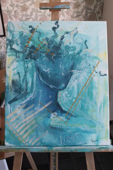 This is an acrylic painting I made the other day. I call it "Hypochondria" because I was feeling quite neurotic because of some unidentified health issues 😅🤦🏽‍♀️