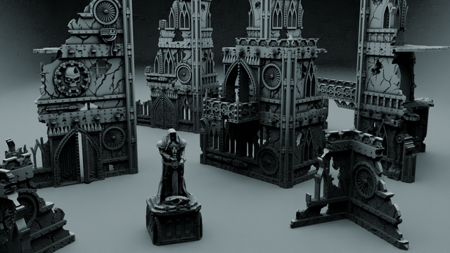Imperial themed grimdark terrain for Warhammer 40k from Mystic Pigeon Gaming