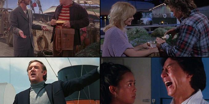 Video Store Podcast title card with images from Overboard, Cabin Boy, The Poseidon Adventure, and City Hunter.  