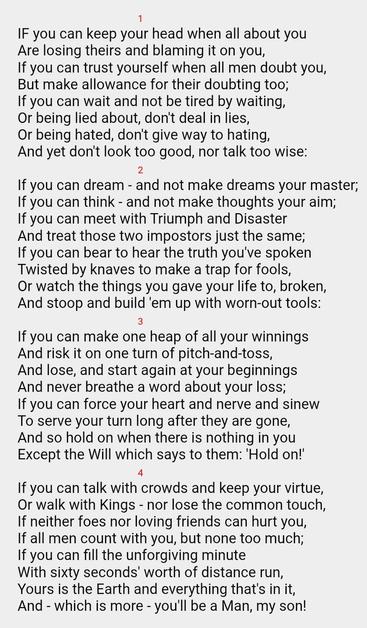 A screenshot of Kipling's poem, "If."

Full text available via the link.