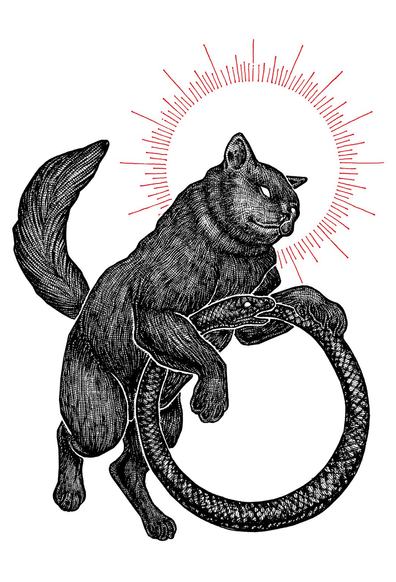 A cat and an ouroboros