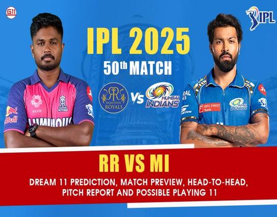 RR vs MI 50th Match IPL 2025