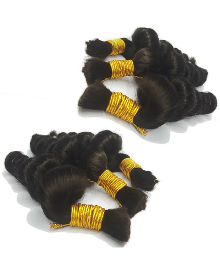 Premium Raw Indian Temple Bulk Hair – Round Wave | 100% Virgin Temple Hair | 100g– Bella Hararo