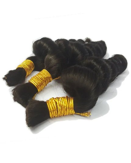 Premium Raw Indian Temple Bulk Hair – Round Wave | 100% Virgin Temple Hair | 100g– Bella Hararo