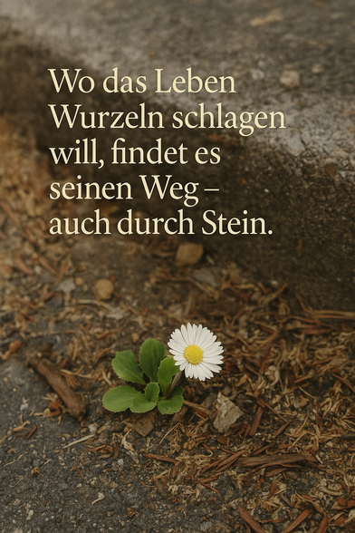 Gänseblümchen wächst am Bordstein an der Straße und steht dir ganz allein 