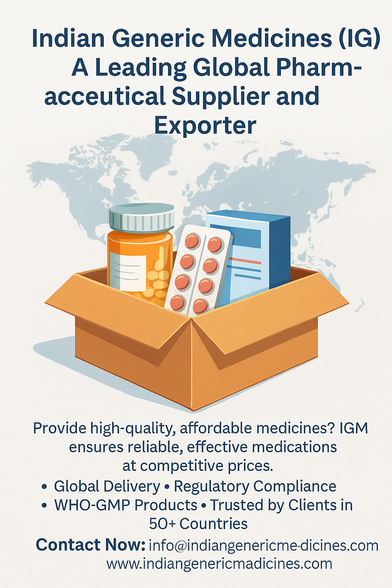 Indian Generic Medicines is India’s fastest-growing pharma company, leading in exporting, supplying, and distributing high-quality generic drugs globally at affordable prices.