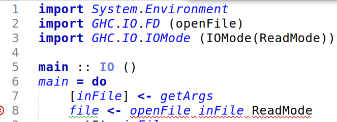 import System.Environment
import GHC.IO.FD (openFile)
import GHC.IO.IOMode (IOMode(ReadMode))

main :: IO ()
main = do
    [inFile] <- getArgs
    file <- openFile inFile ReadMode