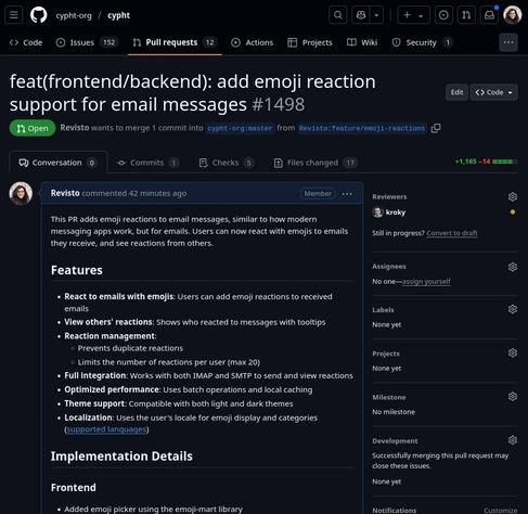 A screenshot of the Pull Request on GitHub