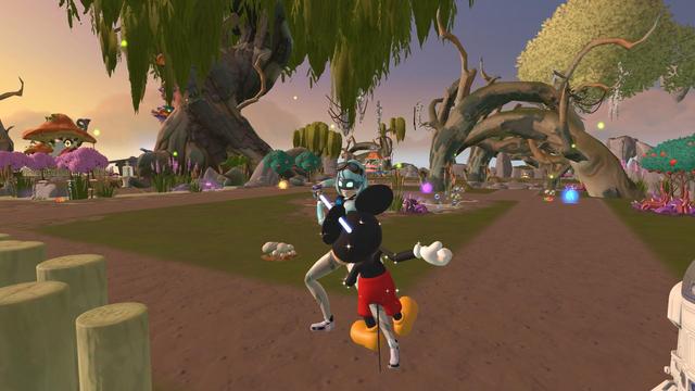 My character is depicted here stabbing Mickey Mouse in the ear with a lightsaber from the Star Wars franchise.