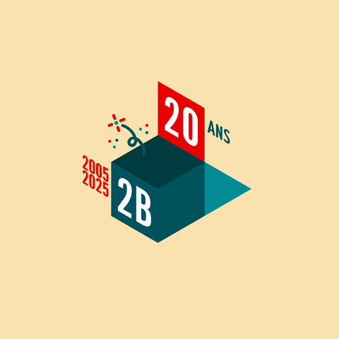 Logo de la 2b company, stylisé en mode 20e anniversaire