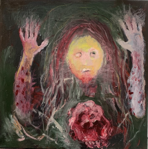 Peinture à l’huile représentant un être de lumière sur le point de se voir privé de ses bras