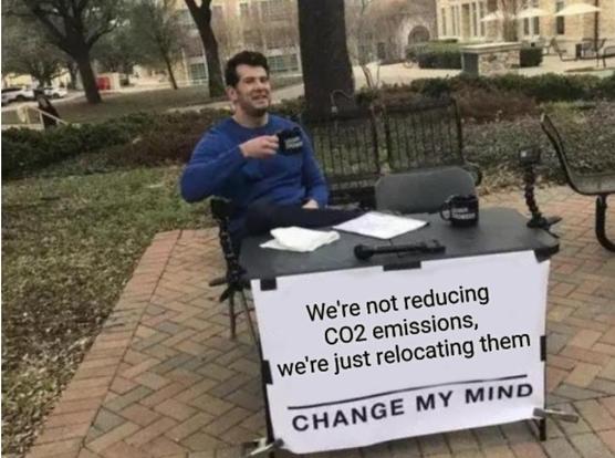 We're not reducing CO2 emissions, we're just relocating them

CHANGE MY MIND