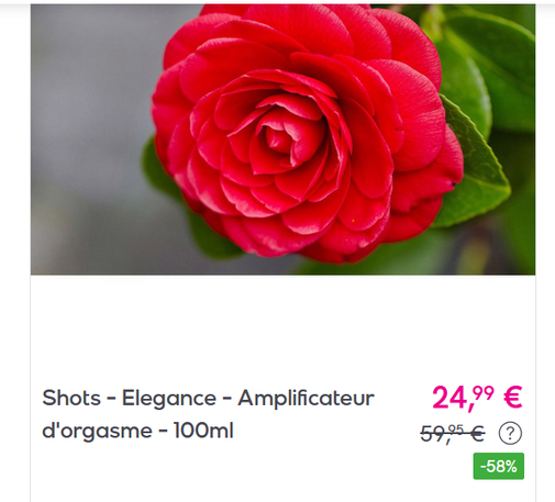 Erreur de dénomination d'une plante sur Veepee : la fleur s'appelle "Amplificateur d'orgasme - 100 ml"...