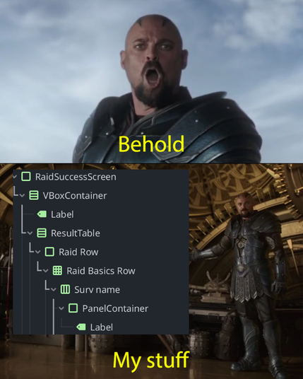 behold my stuff meme, but with a long list of ui elements