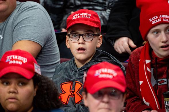 Stunned child at a Trump rally.