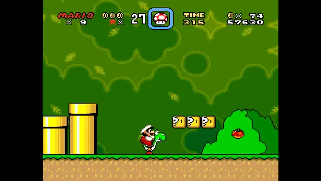 Super Mario World, mítico videojuegos de Super Nintendo, ejecutado con un núcleo de Bsnes sobre RetroArch.