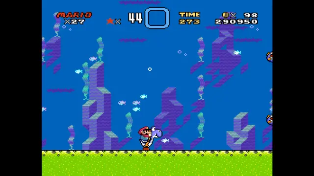 Super Mario World, mítico videojuegos de Super Nintendo, ejecutado con un núcleo de Bsnes sobre RetroArch.
