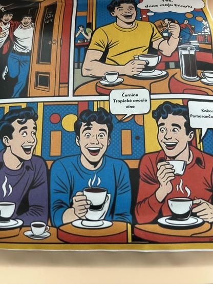 A picture of an AI-generated illustration on a coffee package