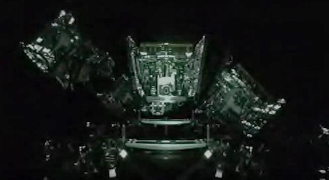 Video frame showing deployment of Amazon Project Kuiper satellites in orbit