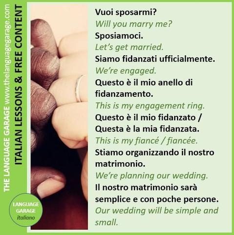 Italian vocabulary and expressions for engagements and marriage, image of an engagement ring