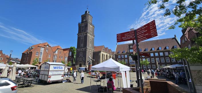 Marktplein in Coesfeld, Duitsland, tegenover het gemeente huis.
