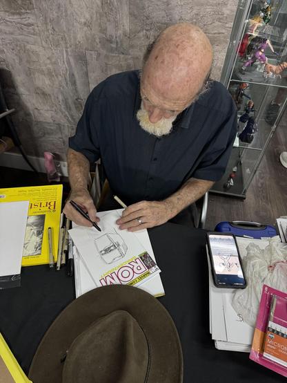 Pat working on my commission.