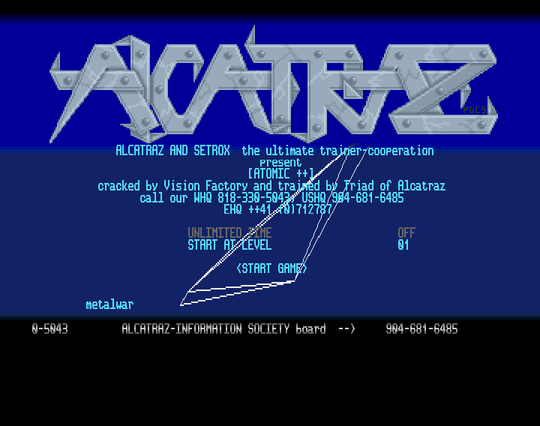 Screenshot of "Atomix" - Crack: Vision Factory (VF) - Trainer (+2): ATZ - Setrox - Published by Thalion on Commodore Amiga (1990)