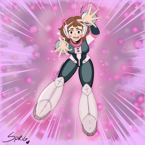 Ochako Uraraka fan art - with background 