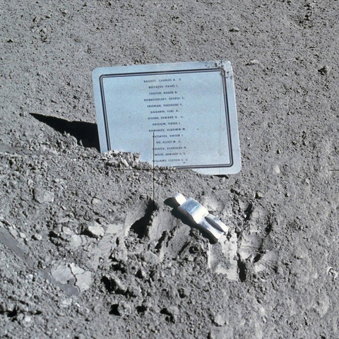 Fallen Astronaut is a 3.5-inch (8.9 cm) aluminum sculpture created by Belgian artist Paul Van Hoeydonck. It is a stylized figure of an astronaut in a spacesuit, intended to commemorate the astronauts and cosmonauts who have died in the advancement of space exploration. It was commissioned and placed on the Moon by the crew of Apollo 15 at Hadley Rille on August 2, 1971, UTC, next to a plaque listing 14 names of those who had died up to that time. The statue lies on the ground among several footprints.

The Wikipedia.