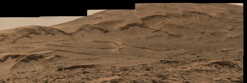 An ochre-toned mosaic capturing a Martian landscape.