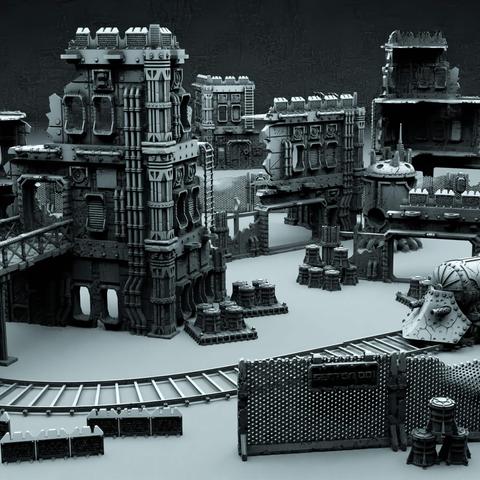 Imperium industrial zone terrain from Mystic Pigeon Gaming