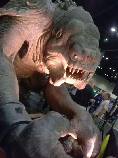 Roxy the Rancor, who makes appearances at conventions.