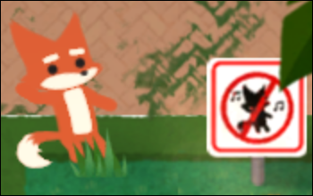 Fox doing a crime. Dancing on the grass which is not allowed