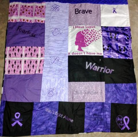lupus awareness throw , handmade by Hilda Williams