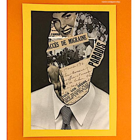 Série en cours... [ PENSÉES ] collage papiers sur papier, 21x29,7cm, 2025
œuvre, artiste collagiste Gaston. @gastoncollage
