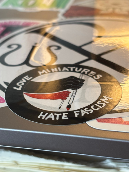 Love miniatures, hate fascism sticker