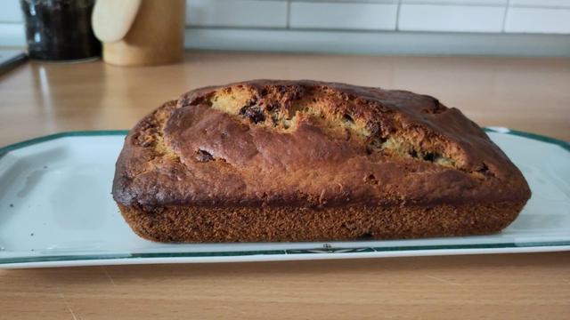 A banana bread on a plate