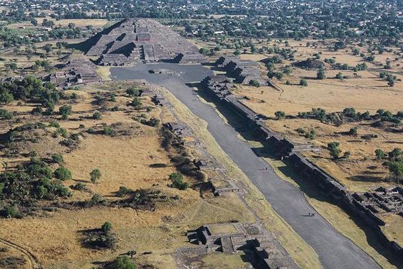 The Mesoamerican Temple of the Moon pyramid at Teotihuacan in Mexico