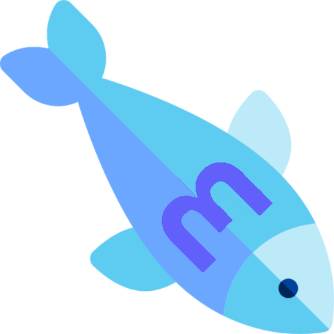 The new logo of Masthon : A tuna with the "m" of the mastodon logo instead of scales.